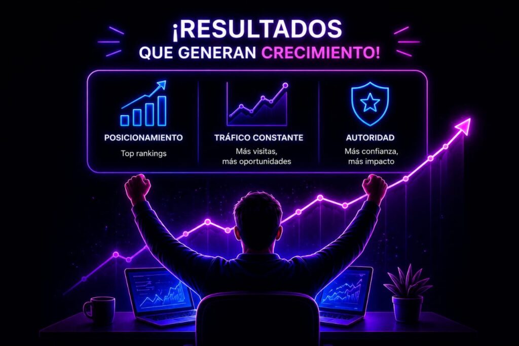 Resultados del SEO: Posicionamiento en los primeros lugares, tráfico constante y oportunidades de negocio, mayor autoridad y confianza en tu sector
