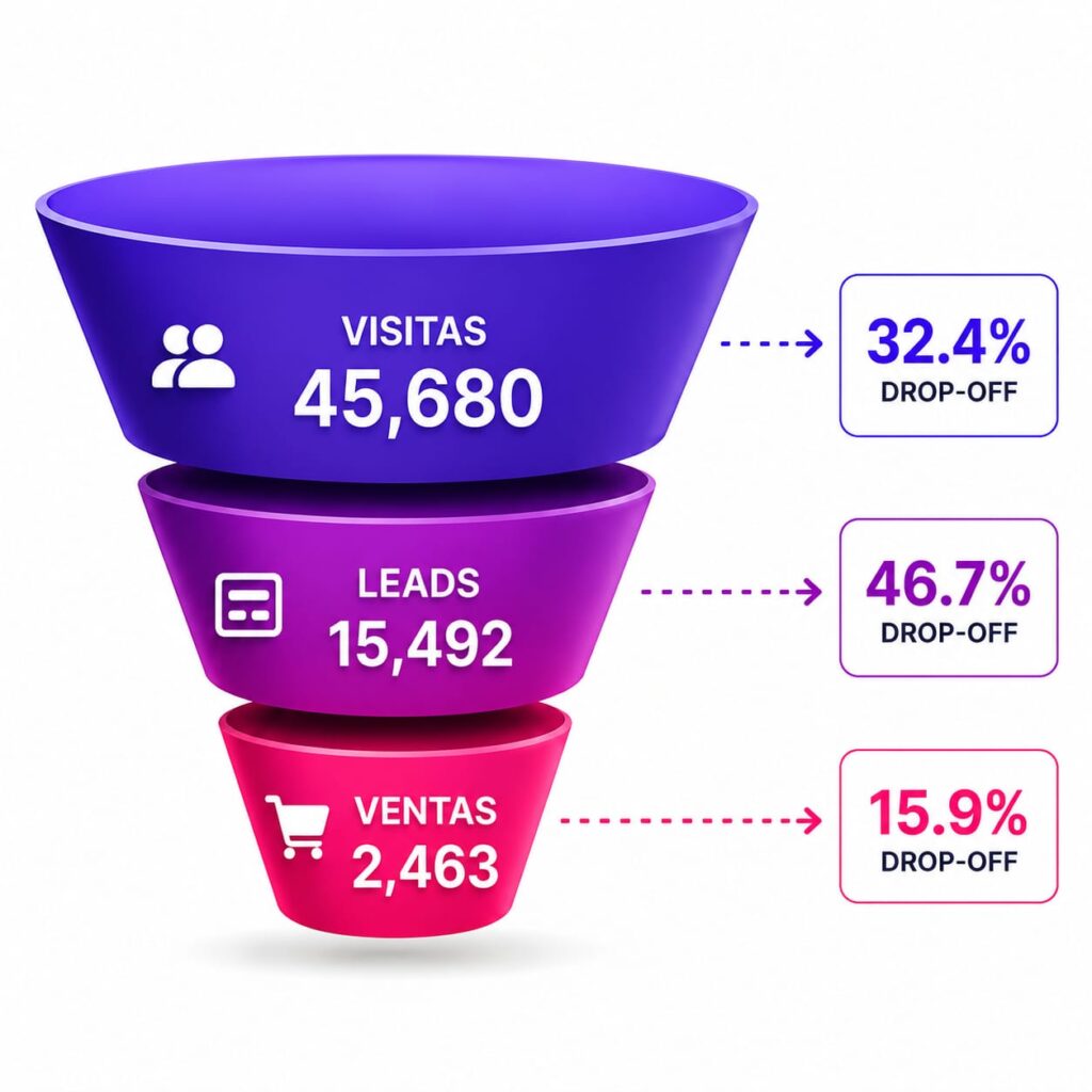 Embudo de conversión móvil: Reducción de abandono en visitas, leads y ventas mediante estrategias optimizadas para dispositivos móviles