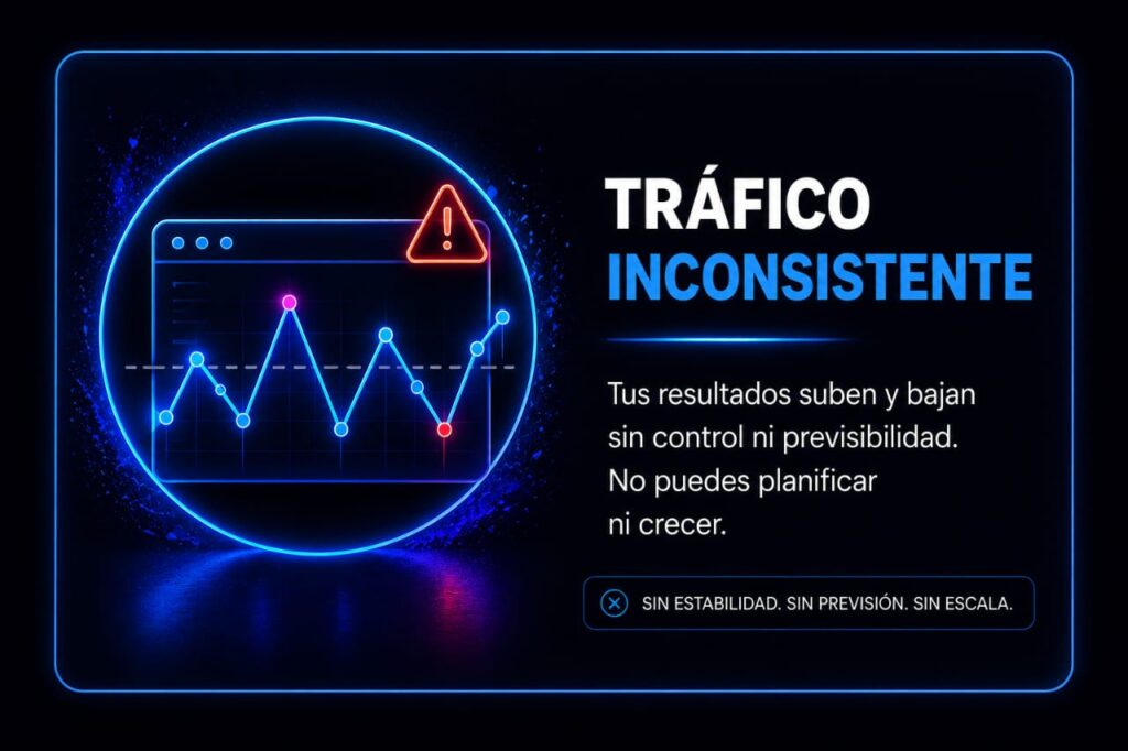 Problema: Tráfico irregular y sin control, entran visitas pero no de forma estable ni predecible