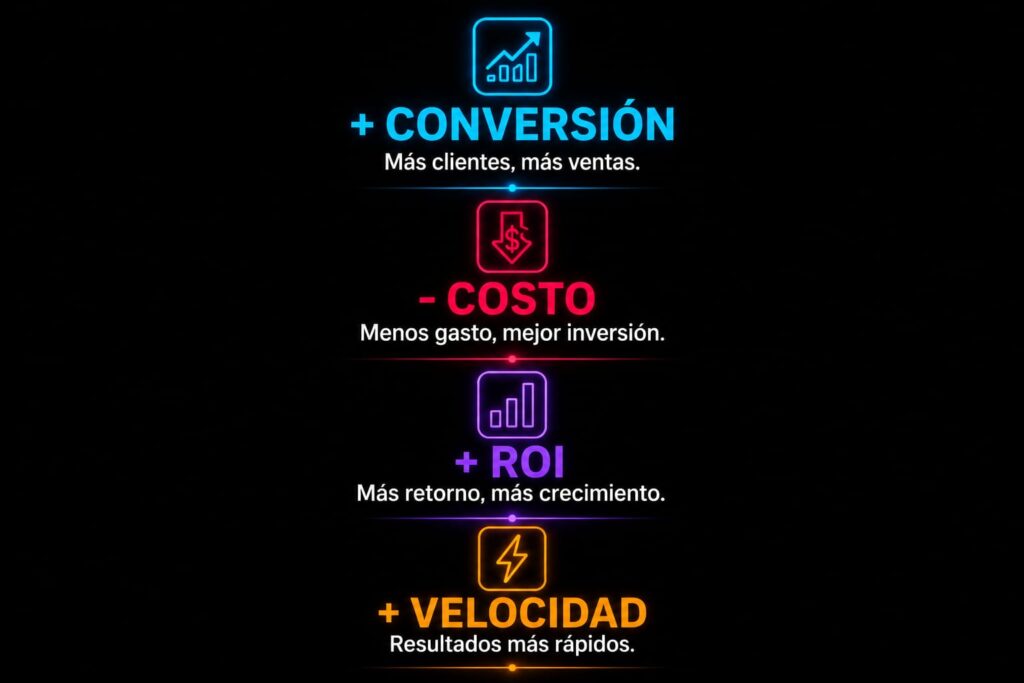 Beneficios de lOptimización y analítica de resultados B2B: Más conversión, menor costo, mayor retorno de inversión y resultados más rápidos